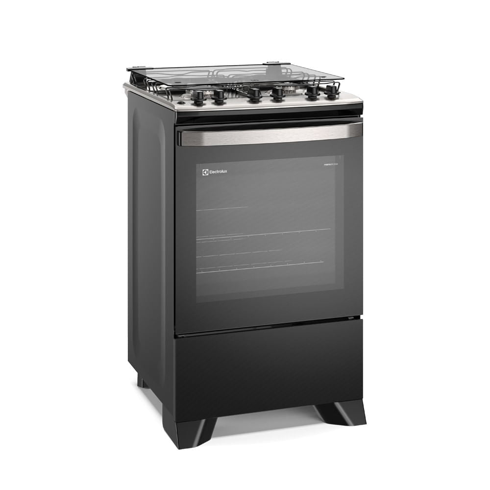Fogão 4 Bocas Electrolux Experience FE4TP com Mesa Inox Timer e VaporBake Preto Bivolt