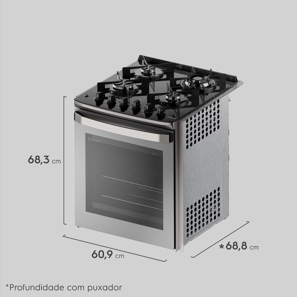 Fogão de Embutir 4 Bocas Electrolux Cinza Experience FE4EC com Mesa de Vidro, PerfectCook360 e VaporBake 220V