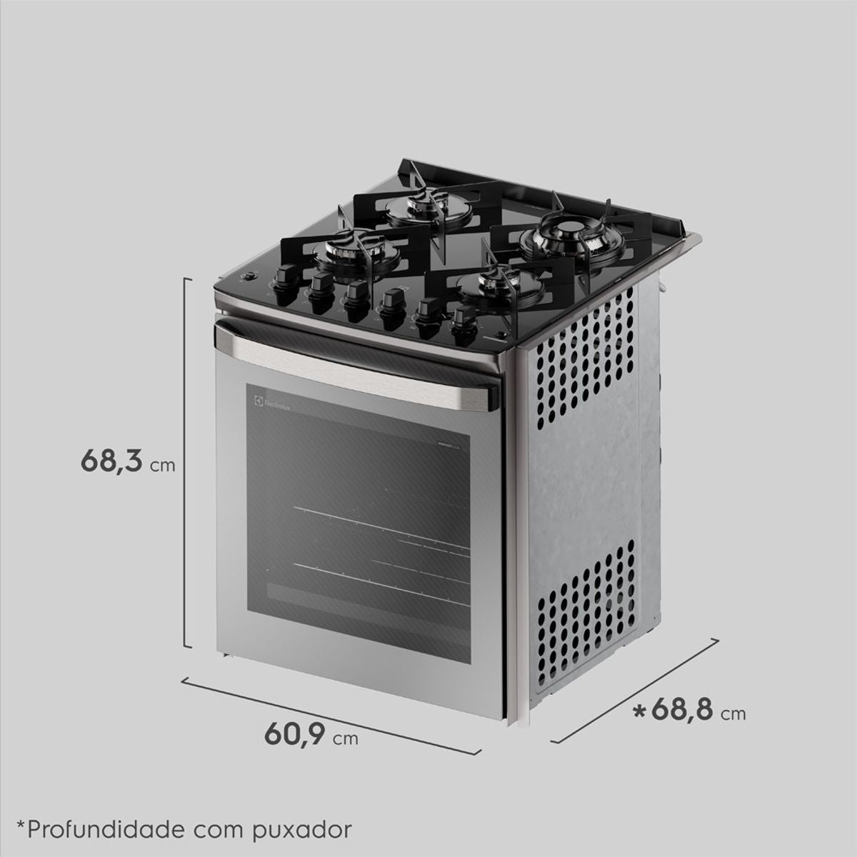 Fogão de Embutir 4 Bocas Electrolux Cinza Experience FE4EC com Mesa de Vidro, PerfectCook360 e VaporBake 220V