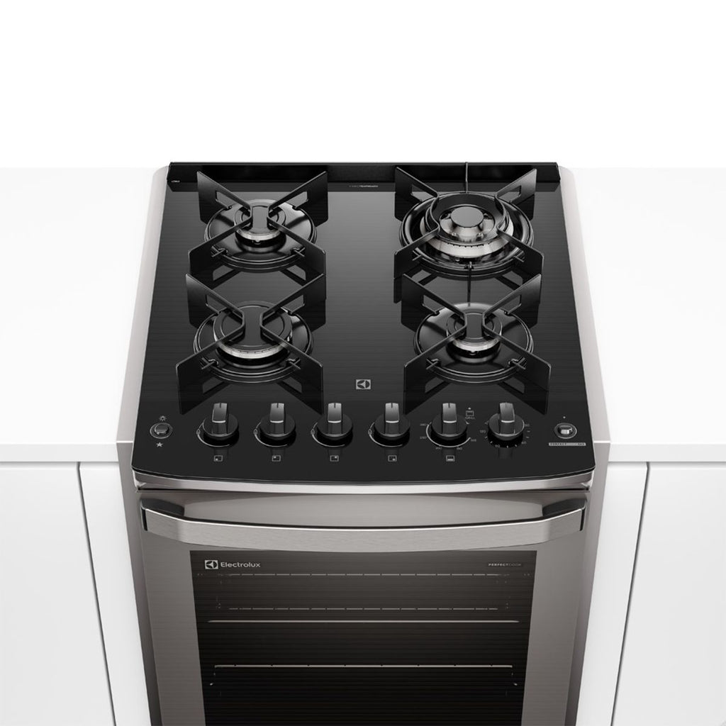 Fogão de Embutir 4 Bocas Electrolux Cinza Experience FE4EC com Mesa de Vidro, PerfectCook360 e VaporBake 220V