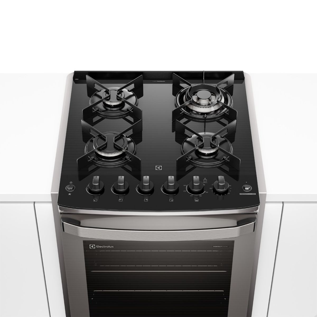 Fogão de Embutir 4 Bocas Electrolux Cinza Experience FE4EC com Mesa de Vidro, PerfectCook360 e VaporBake 220V
