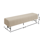 Puff Recamier Dubai Perfan 160cm Pé de Ferro Linho Bege