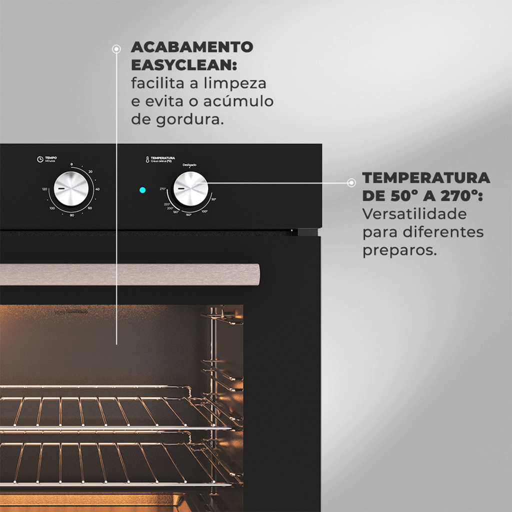 Forno de Embutir  Elétrico Fischer 78L Infinity com Grill Preto 220V