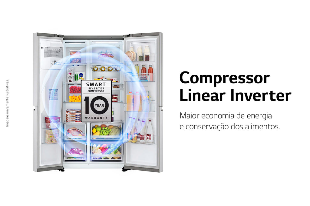 Refrigerador LG 611L Side By Side UVnano ThinQ AI Inverter Aço Escovado 220V