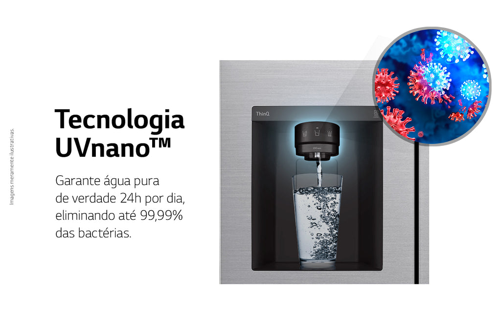 Refrigerador LG 611L Side By Side UVnano ThinQ AI Inverter Aço Escovado 220V