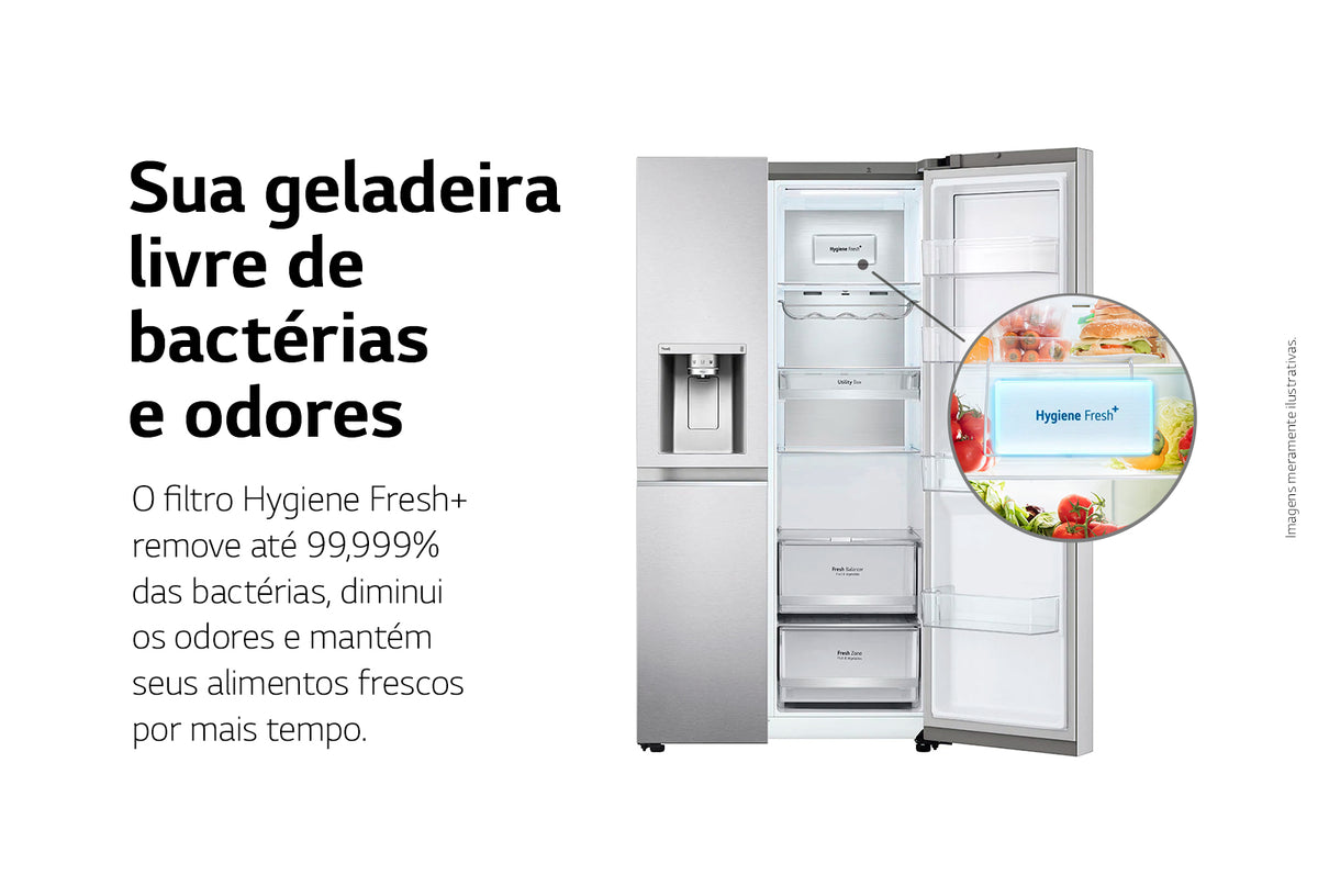 Refrigerador LG 611L Side By Side UVnano ThinQ AI Inverter Aço Escovado 220V