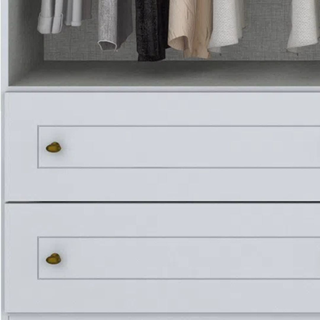 Roupeiro Americano Henn 159cm 4 Portas 4 Gavetas Branco