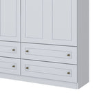 Roupeiro Americano Henn 159cm 4 Portas 4 Gavetas Branco