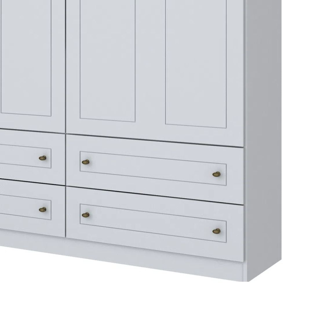 Roupeiro Americano Henn 159cm 4 Portas 4 Gavetas Branco