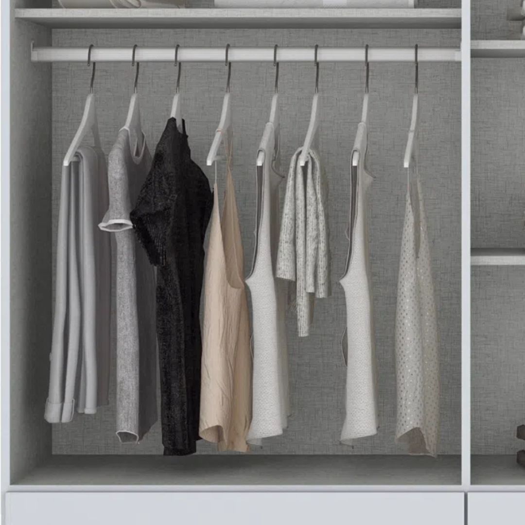 Roupeiro Americano Henn 159cm 4 Portas 4 Gavetas Branco