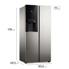 Refrigerador Electrolux 481L Side by Side AutoSense Inverter Inox