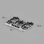 Cooktop à Gás Electrolux 5 Bocas KE5XC Multi Chama Mesa Inox Bivolt