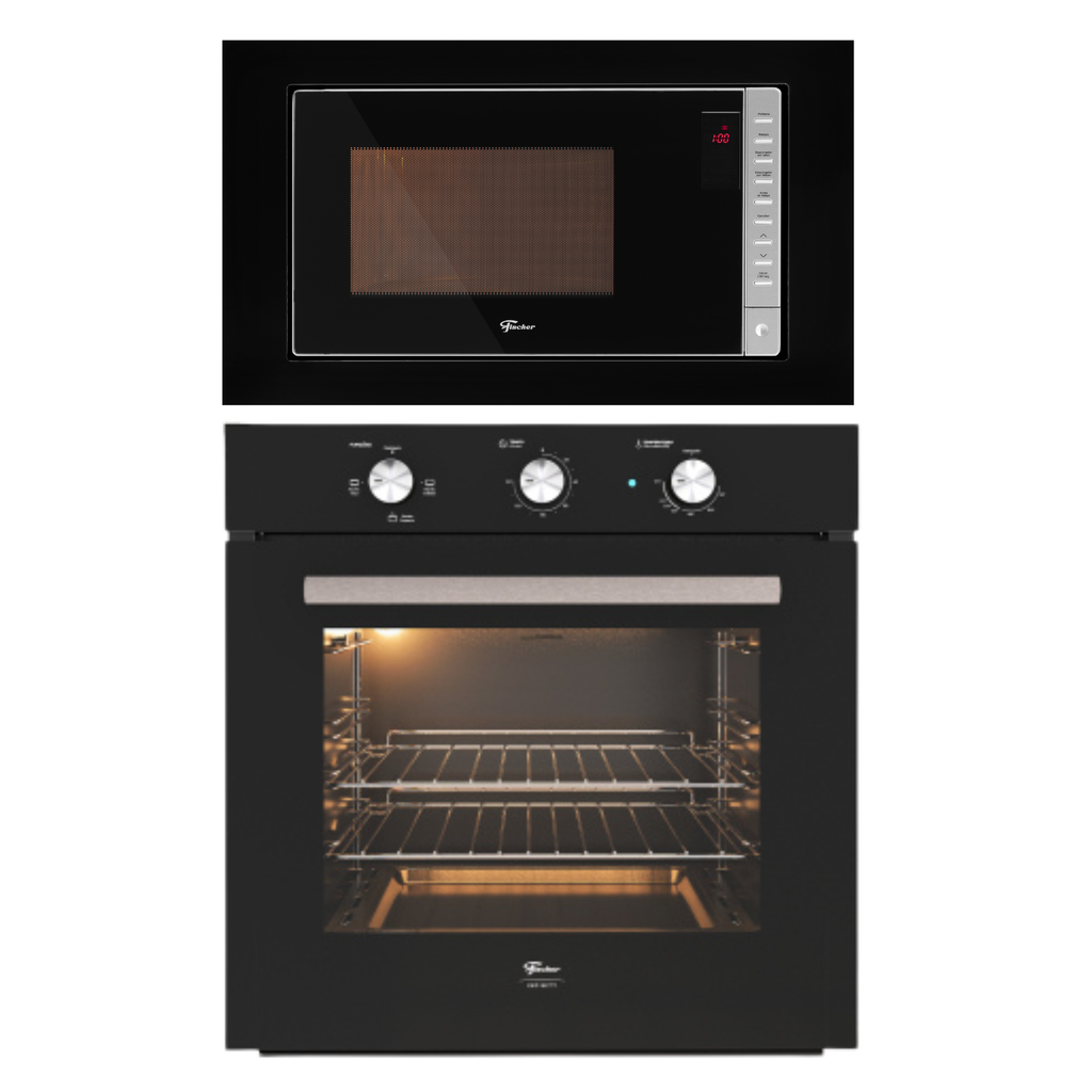 Kit Fischer de Embutir Forno Elétrico 78L Infinity + Micro-ondas 25L Fit Line Preto 220V