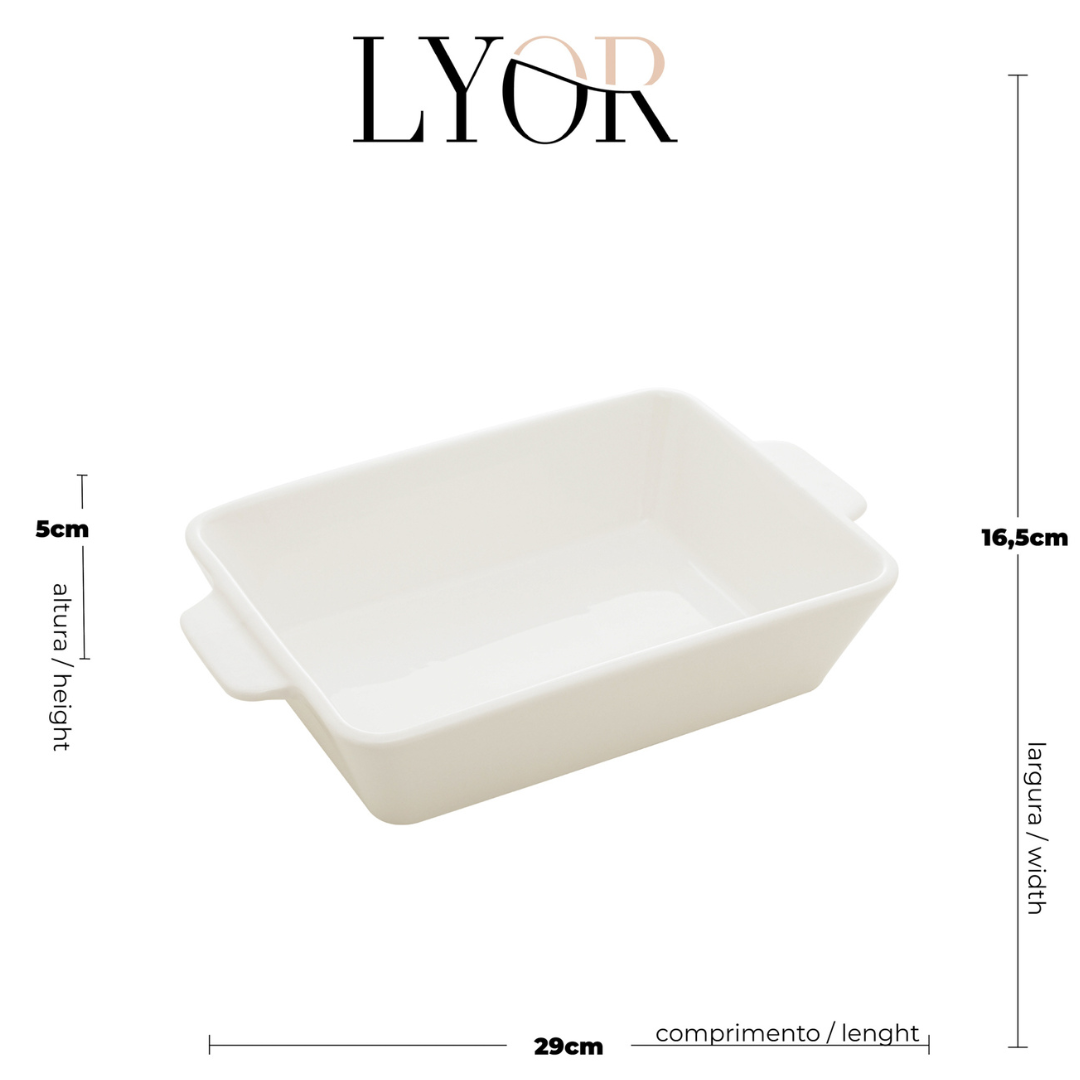 Refratário de Porcelana Coliseu com Alça 29cm Branco