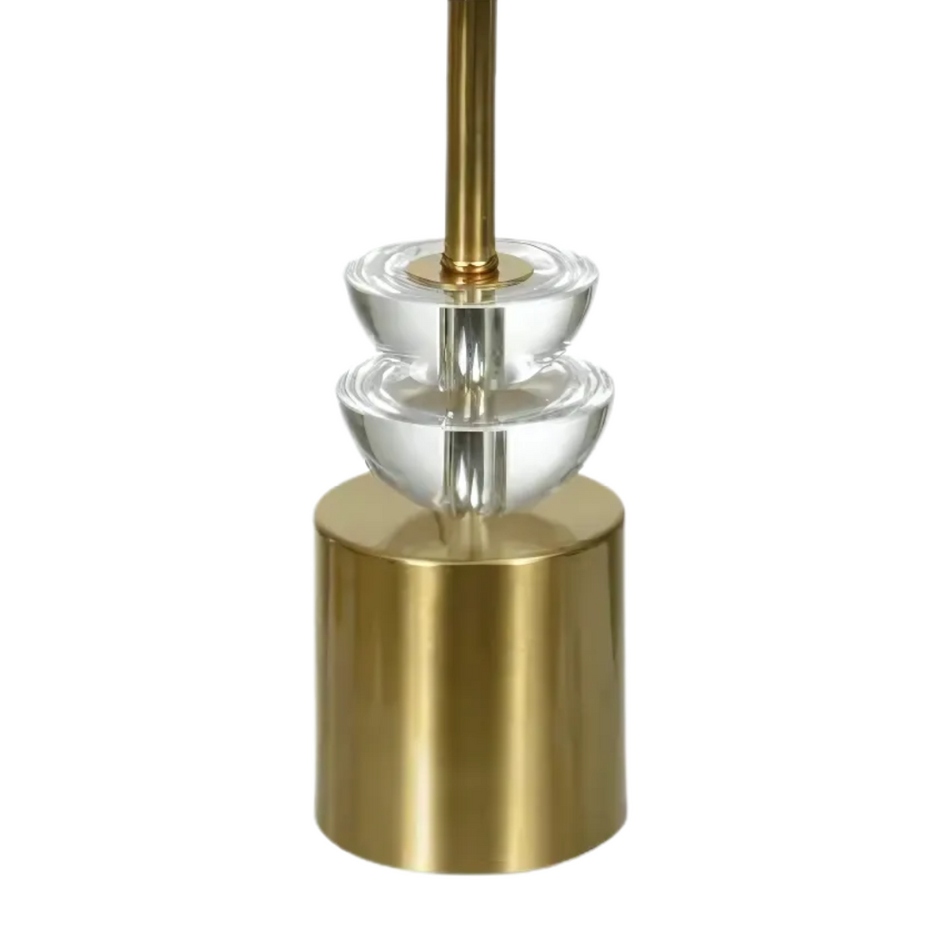 Abajur Florarte de Metal com Cristal  Dourado Bege Bivolt