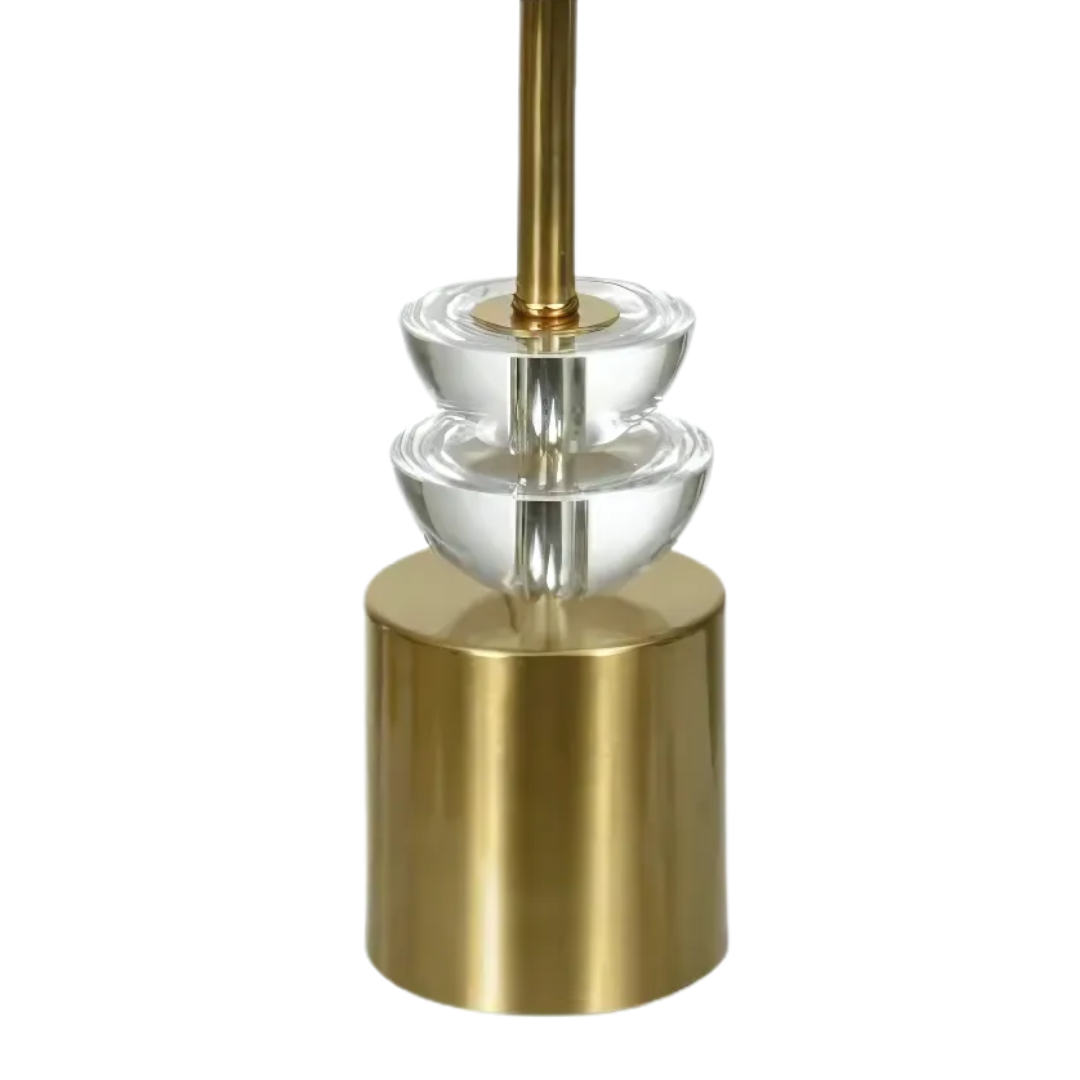 Abajur Florarte de Metal com Cristal  Dourado Bege Bivolt
