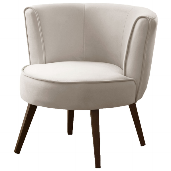 Poltrona Luna 72cm Konfort Pés Trapézio Castanho Veludo Areia