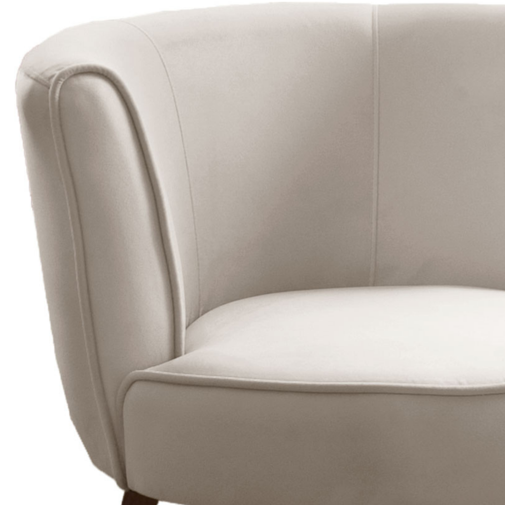 Poltrona Luna 72cm Konfort Pés Trapézio Castanho Veludo Areia