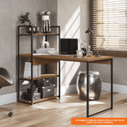Escrivaninha Industrial Kappesberg LI010 136cm com 3 Prateleiras Canela e Preto