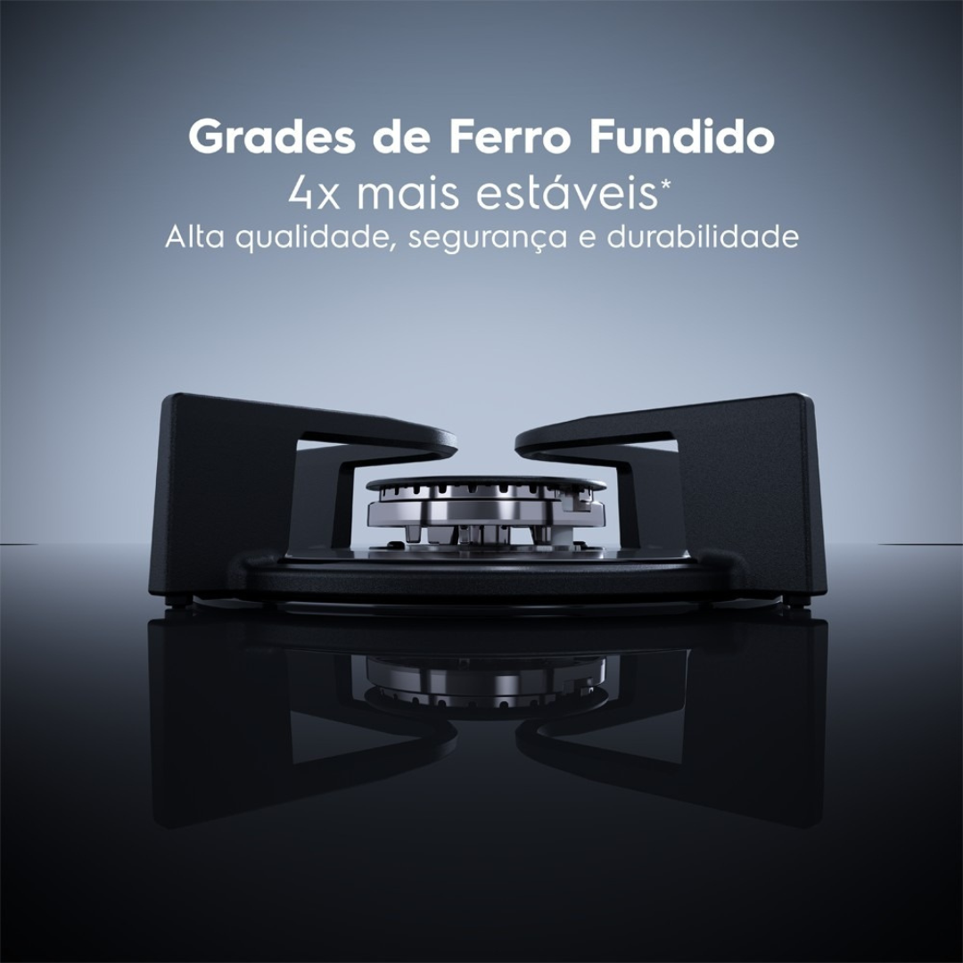 Cooktop a Gás Electrolux 4 Bocas KE4GC Experience Tripla Chama Preto Bivolt