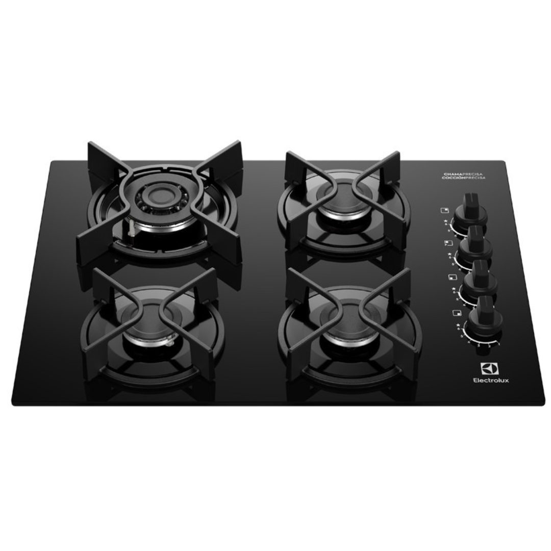 Cooktop a Gás Electrolux 4 Bocas KE4GC Experience Tripla Chama Preto Bivolt