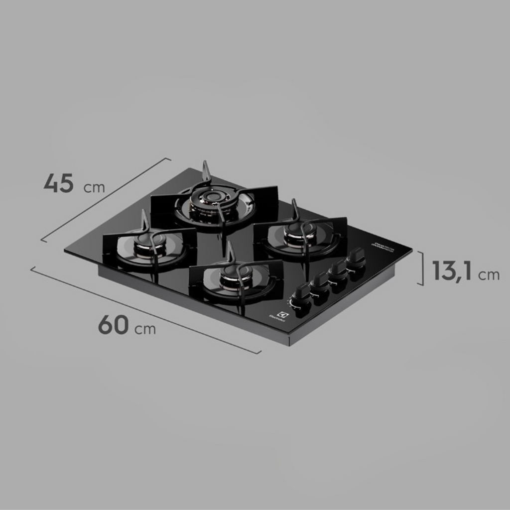 Cooktop a Gás Electrolux 4 Bocas KE4GC Experience Tripla Chama Preto Bivolt