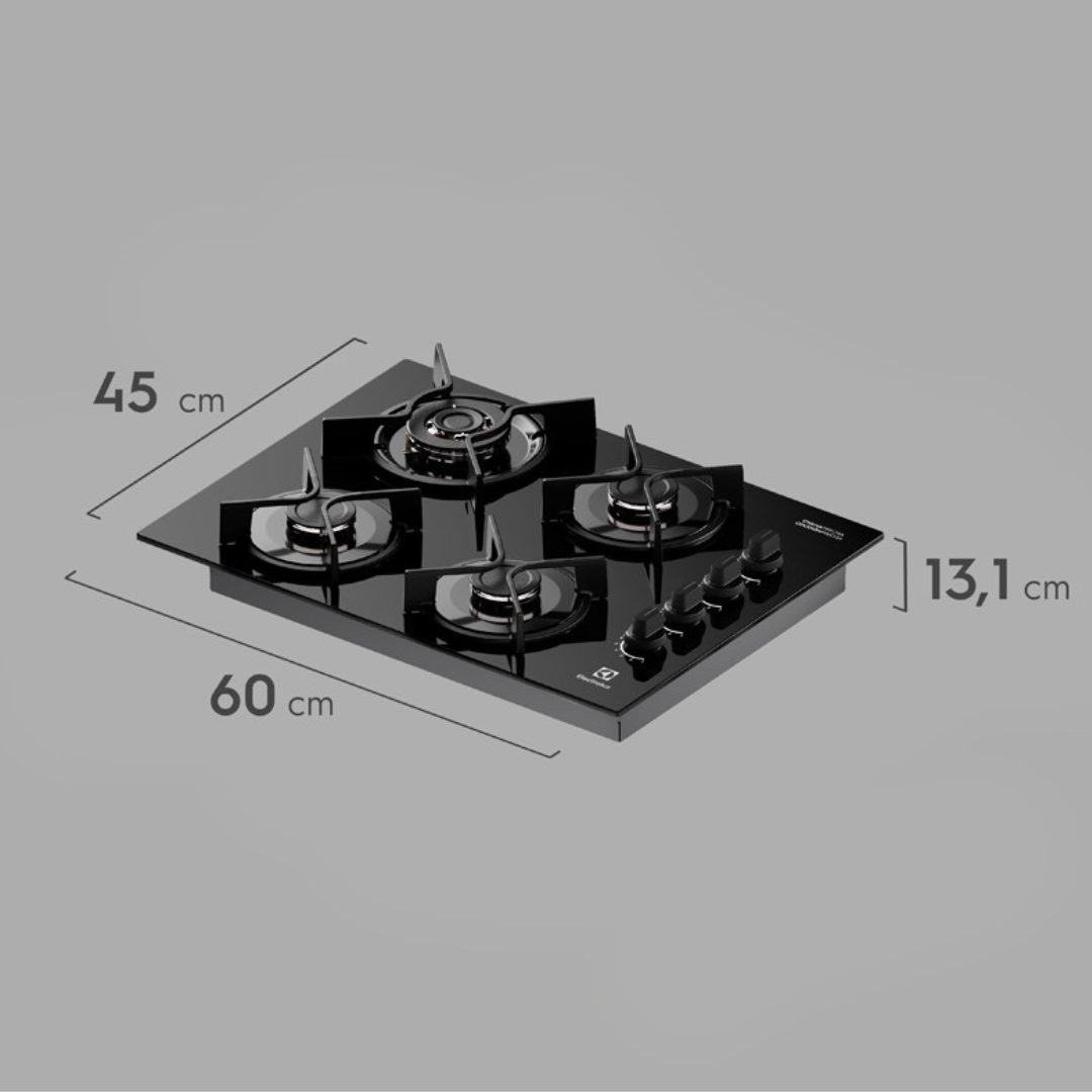 Cooktop a Gás Electrolux 4 Bocas KE4GC Experience Tripla Chama Preto Bivolt