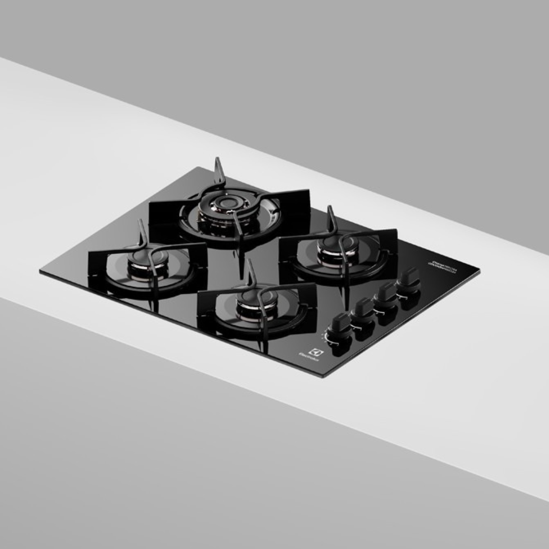 Cooktop a Gás Electrolux 4 Bocas KE4GC Experience Tripla Chama Preto Bivolt