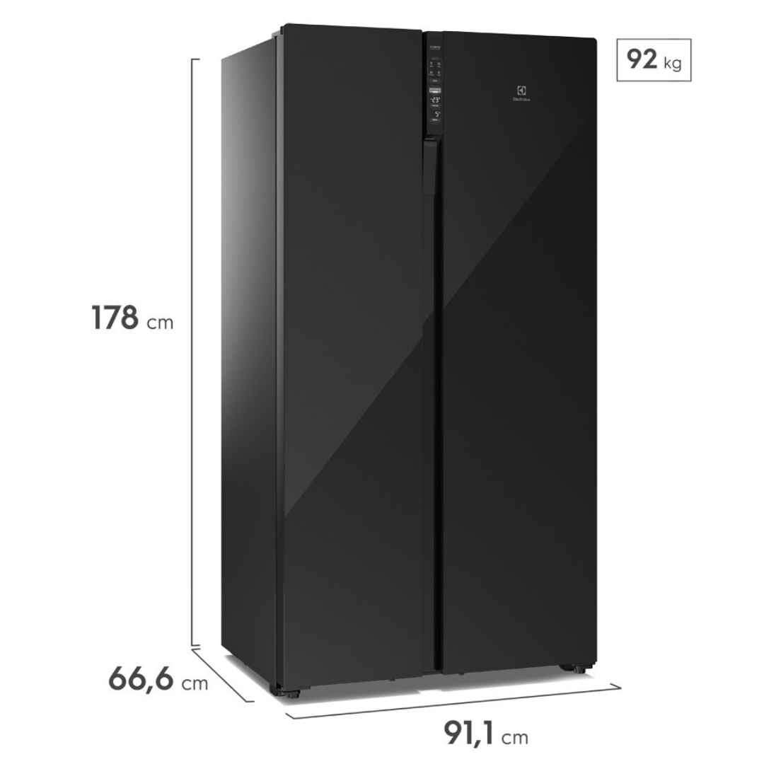 Refrigerador Electrolux 531L ES5GB Side By Side Inverter AutoSense Preto 220V