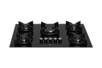 Cooktop à Gás Fischer 5 Bocas Infinity 26298-57077 Tripla Chama Grades em Ferro Fundido Vidro Preto Bivolt