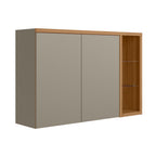 Armário Aéreo de Cozinha Allure Linea 100% MDF 2 Portas 120cm com Led Jequitibá e Gris