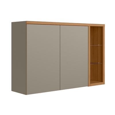 Armário Aéreo de Cozinha Allure Linea 100% MDF 2 Portas 120cm com Led Jequitibá e Gris