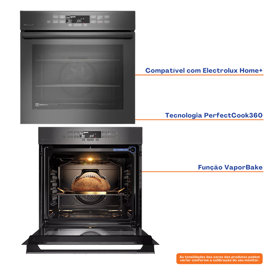 Forno de Embutir Elétrico Electrolux 80L OE8EW Expert VaporBake Cinza 220V