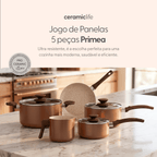 Jogo de Panelas Ceramic Life Brinox Antiaderente Primea Cappuccino