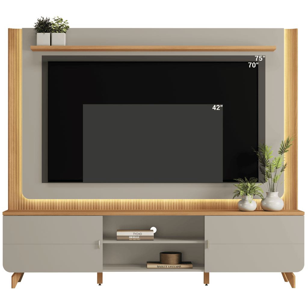 Home Milano 218cm Linea com Led Canela e Gris Fosco
