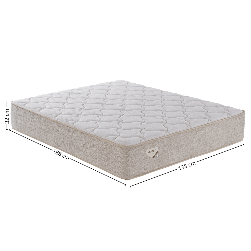 Colchão Multi Support Casal Ecoflex 138x188x32cm Miracoil Bouclê Bege
