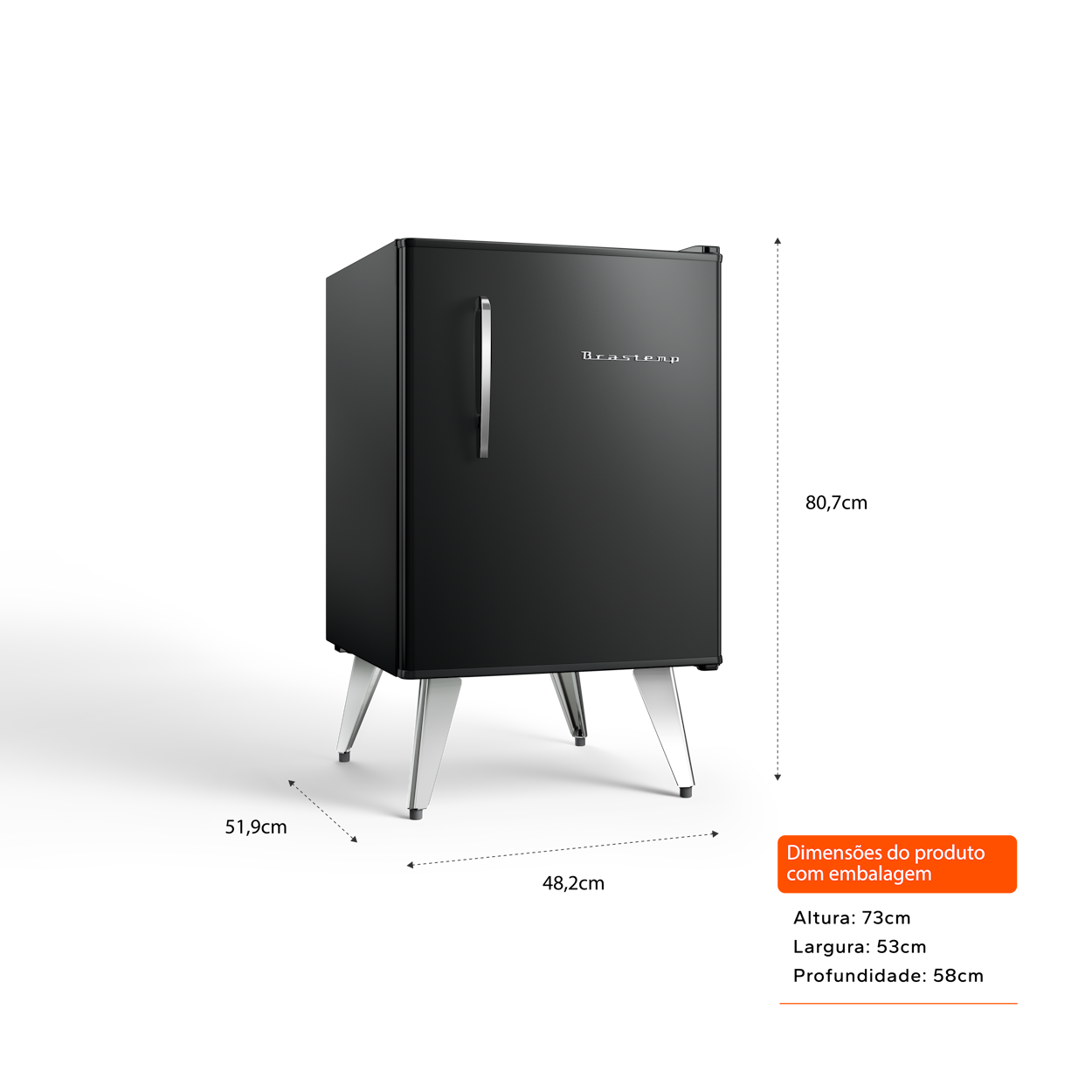Frigobar Brastemp Retrô 76L BRA08HE Preto 220V