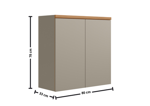 Armário Aéreo de Cozinha Allure Linea 100% MDF 2 Portas 80cm Jequitibá e Gris