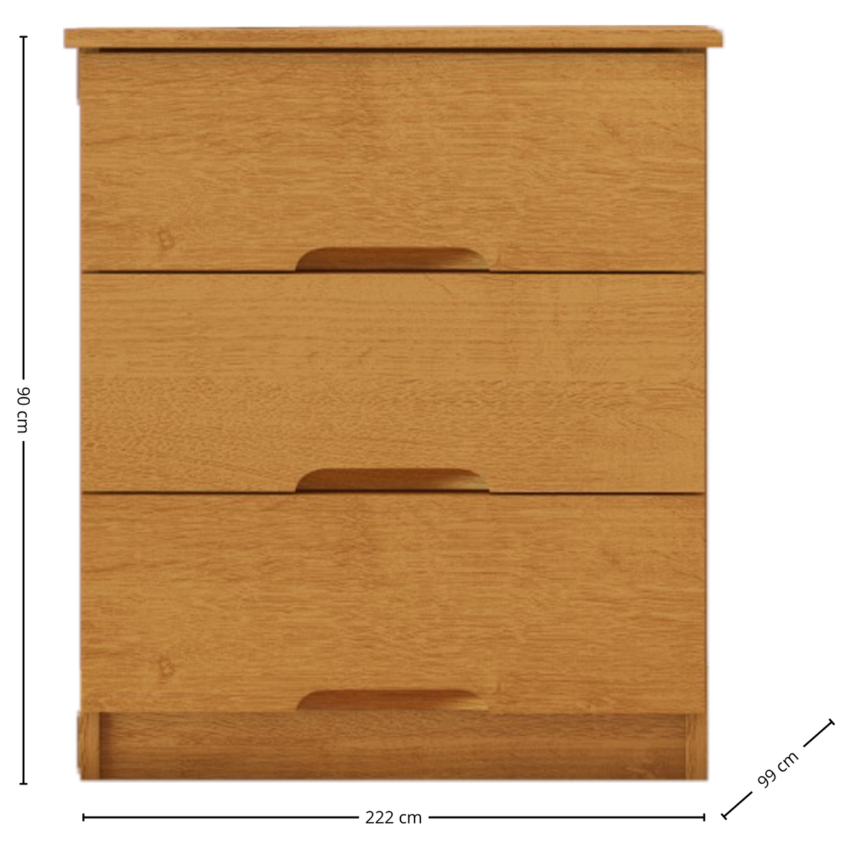 Mesa de Cabeceira Londres Europa 3 Gavetas Peroba