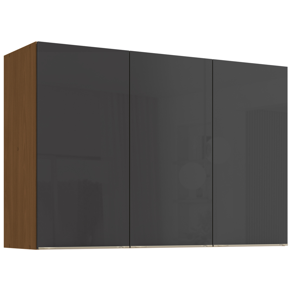 Armário Aéreo de Cozinha Vibra Kappesberg 120cm 3 Portas Canela e Grafite