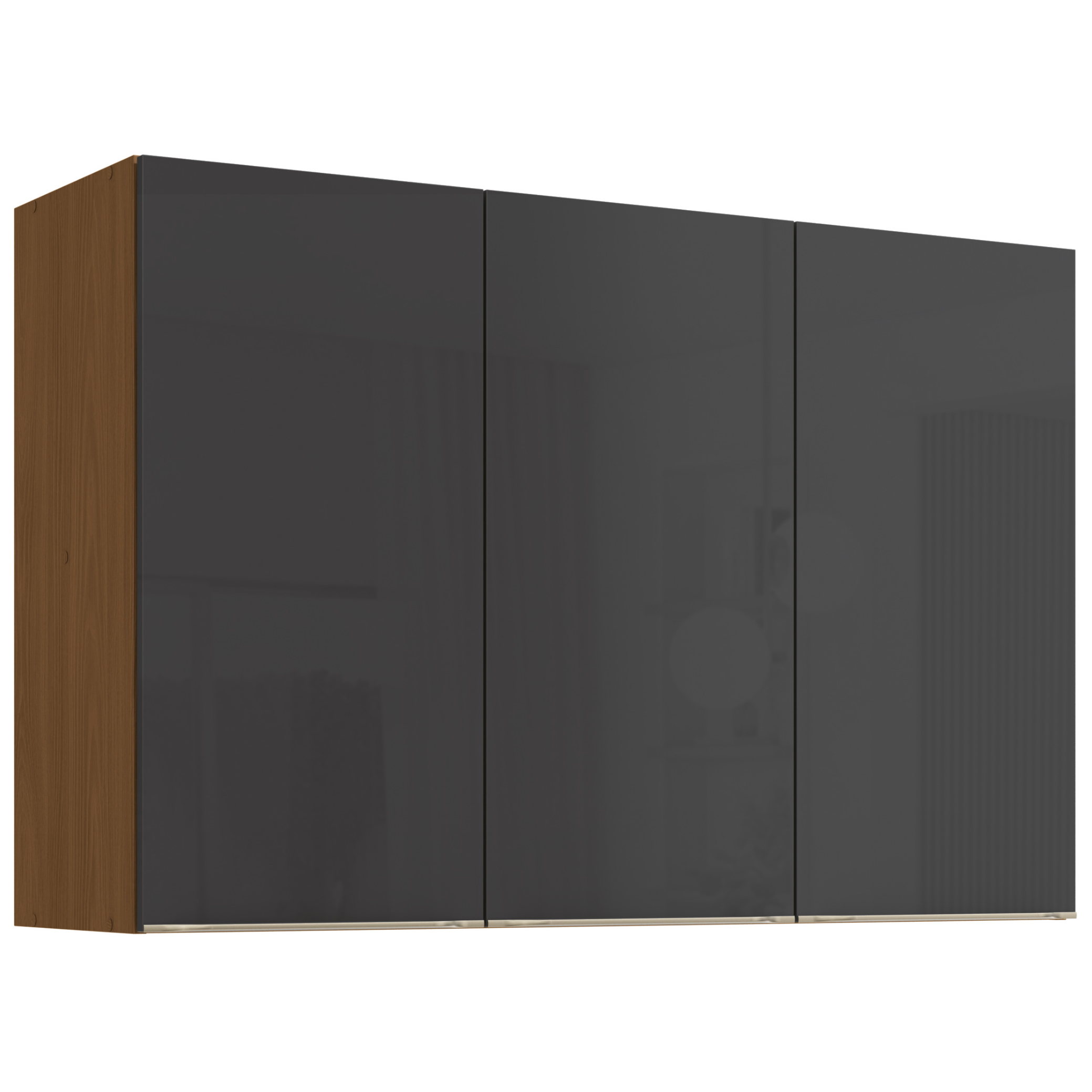 Armário Aéreo de Cozinha Vibra Kappesberg 120cm 3 Portas Canela e Grafite
