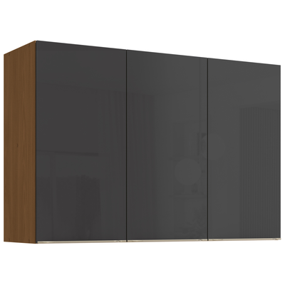 Armário Aéreo de Cozinha Vibra Kappesberg 120cm 3 Portas Canela e Grafite