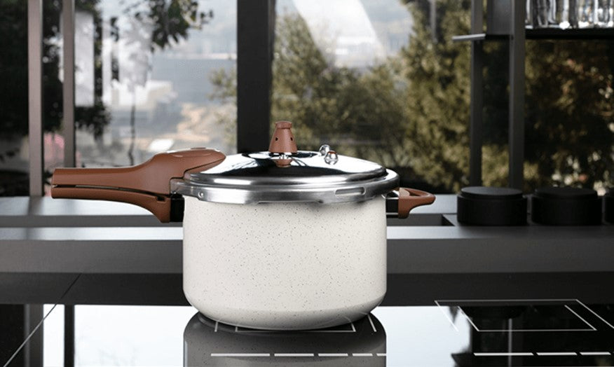 Panela de Pressão Ceramic Life Brinox 6,8L Indução Pressure Vanilla