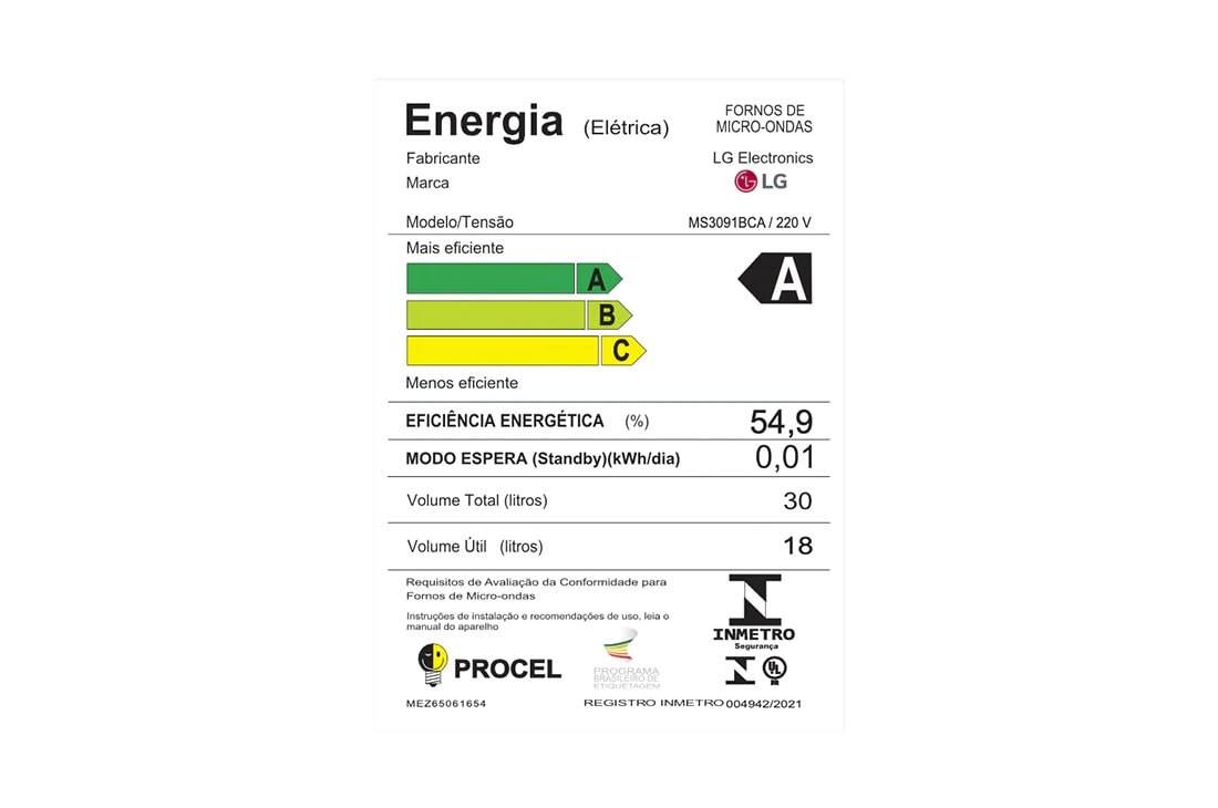 Micro-ondas LG 30L EasyClean Wave Branco 220V