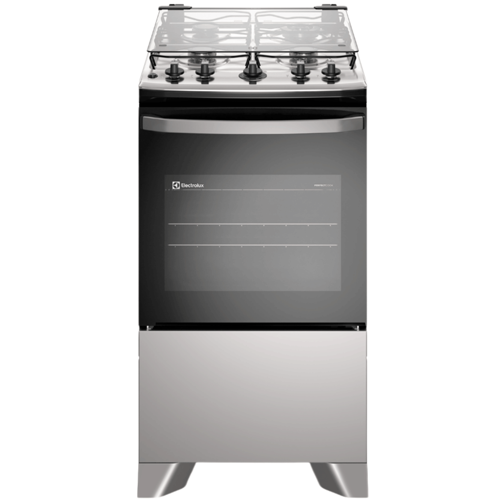 Fogão 4 Bocas Electrolux Efficient FE4IG Piso Mesa de Inox PerfectCook e VaporBake Cinza Bivolt
