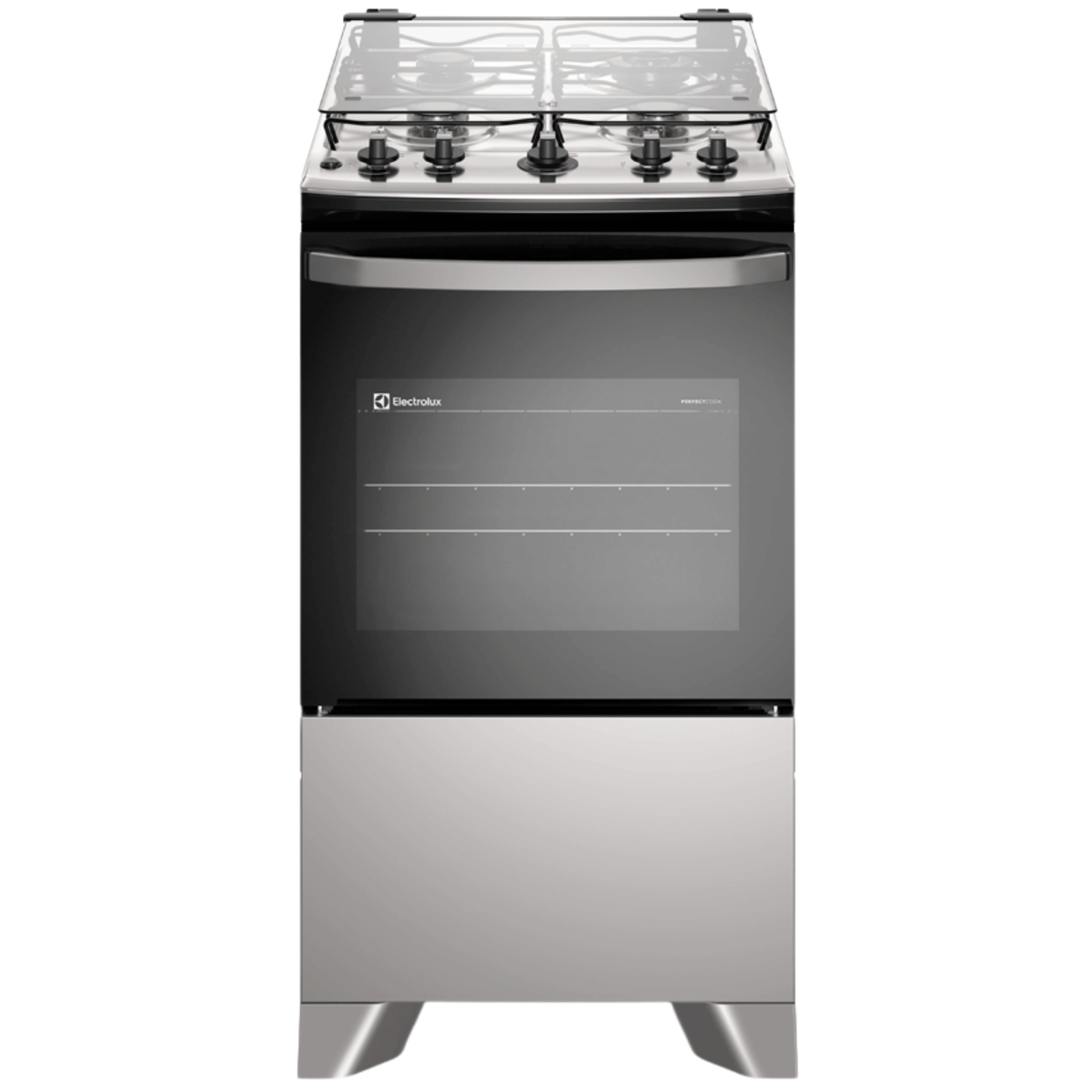 Fogão 4 Bocas Electrolux Efficient FE4IG Piso Mesa de Inox PerfectCook e VaporBake Cinza Bivolt