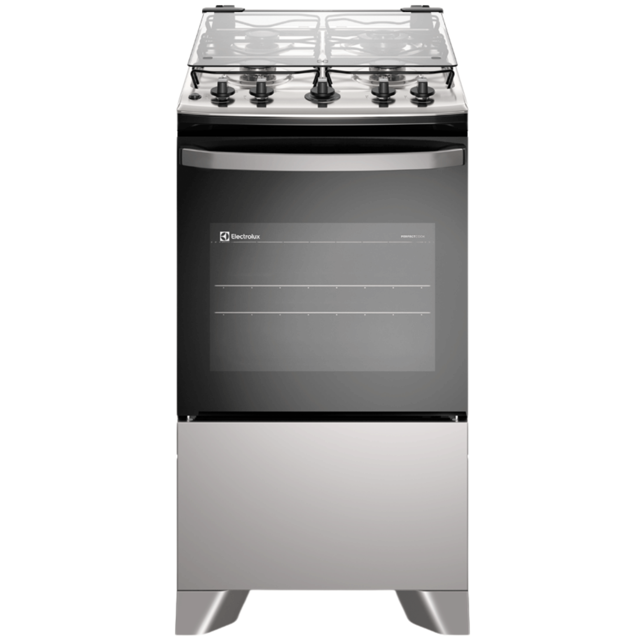 Fogão 4 Bocas Electrolux Efficient FE4IG Piso Mesa de Inox PerfectCook e VaporBake Cinza Bivolt