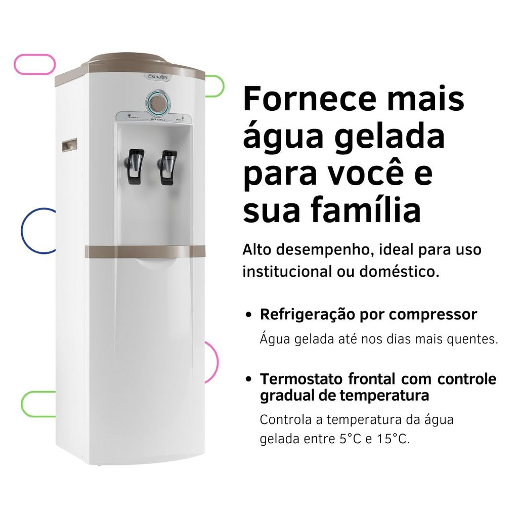 Bebedouro de Água de Coluna Esmaltec EGC35B Refrigerado por Compressor Branco 220V