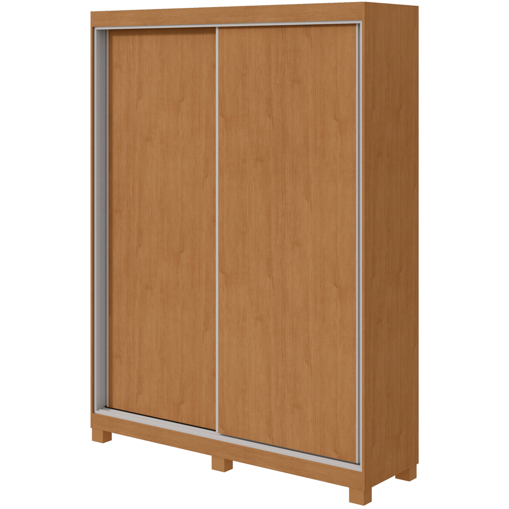 Roupeiro Quadrix Lopas154cm 2 Portas Correr 100% MDF com Pés Flex Amêndoa e Off White