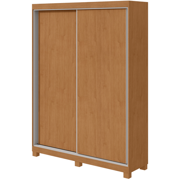 Roupeiro Quadrix Lopas154cm 2 Portas Correr 100% MDF com Pés Flex Amêndoa e Off White